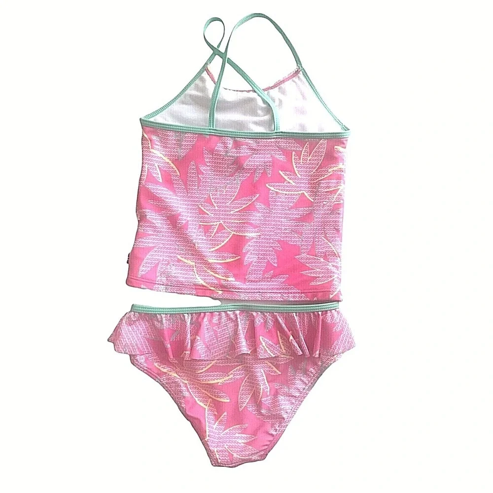 Nautica Girls Palm Tree Bikini Set Carmine Rose‎ Size S
